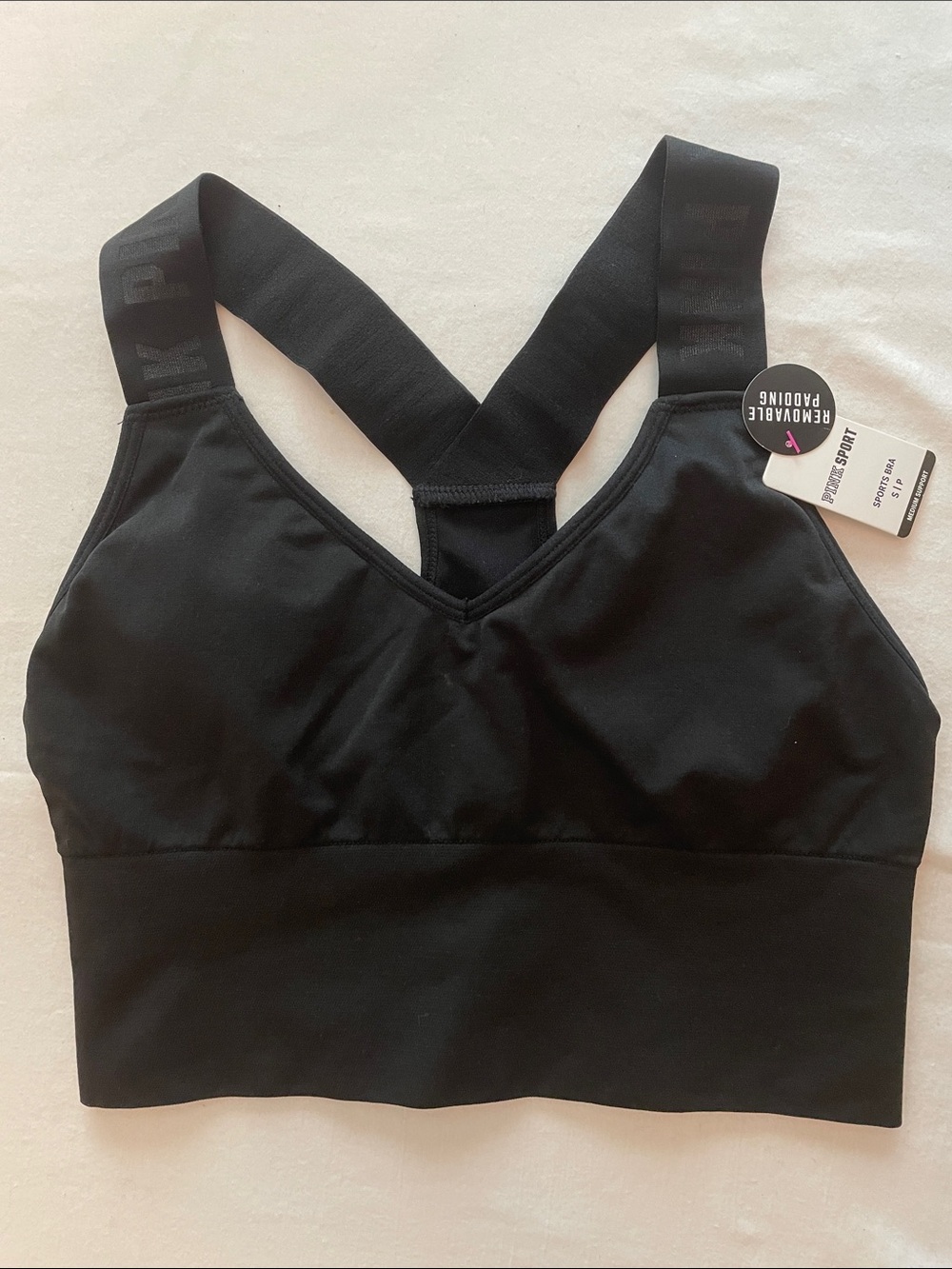 Pink Sport (Victoria Secret) Black Seamless Crossback Sports Bra SZ Small